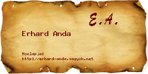 Erhard Anda névjegykártya